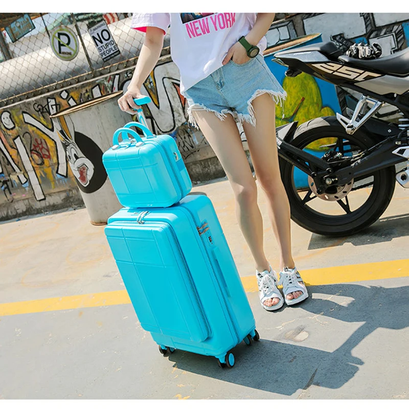 Custom Logo  High Quality 18 20 24 Inch PC Carry On Suitcase Laugage Bags Luggage Female Cute Candy Travel Luggage Set For Girls