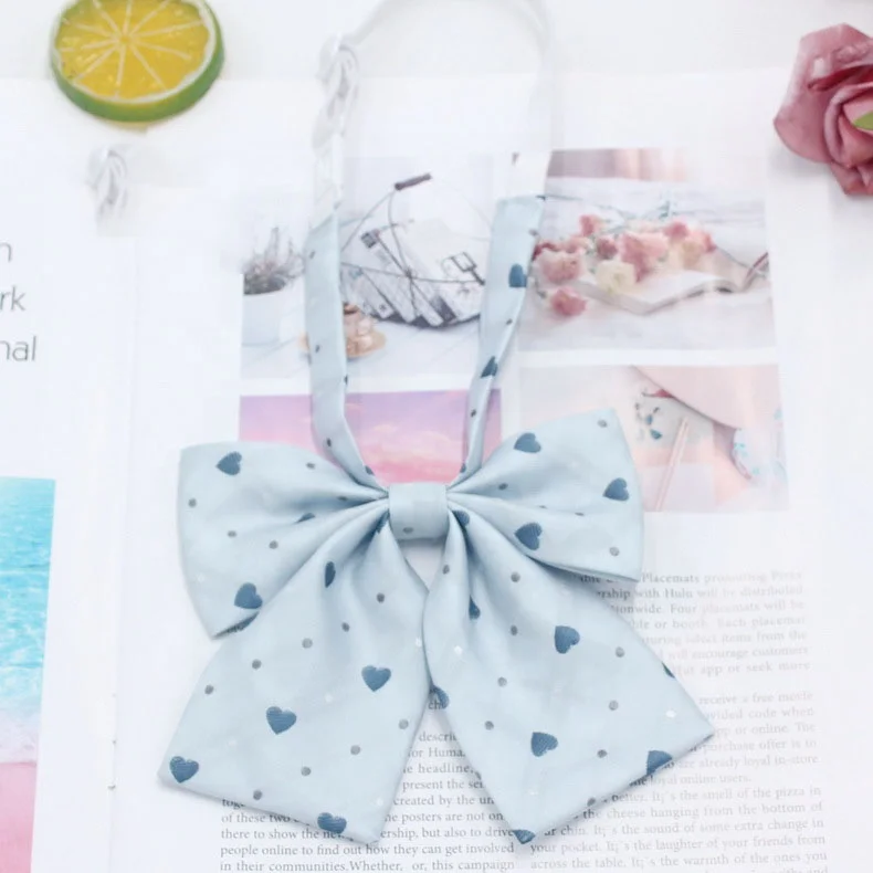 Genya Heart Dot Printing  JK Uniform Bow Tie Shirt Neckties Preppy Style Tie For Girls bow tie school uniform
