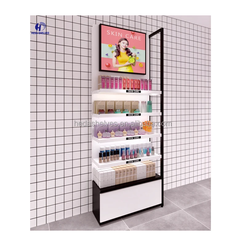 Modern Fashionable Cosmetic Display Shelves Custom Shopping Mall Makeup Display Shelf For Beauty Product