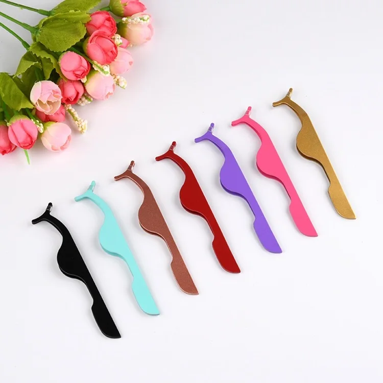 Wholesale rose 3 piece eyelash tweezers set volume eyelash extension with tweezer with glue applicator plastic tweezers