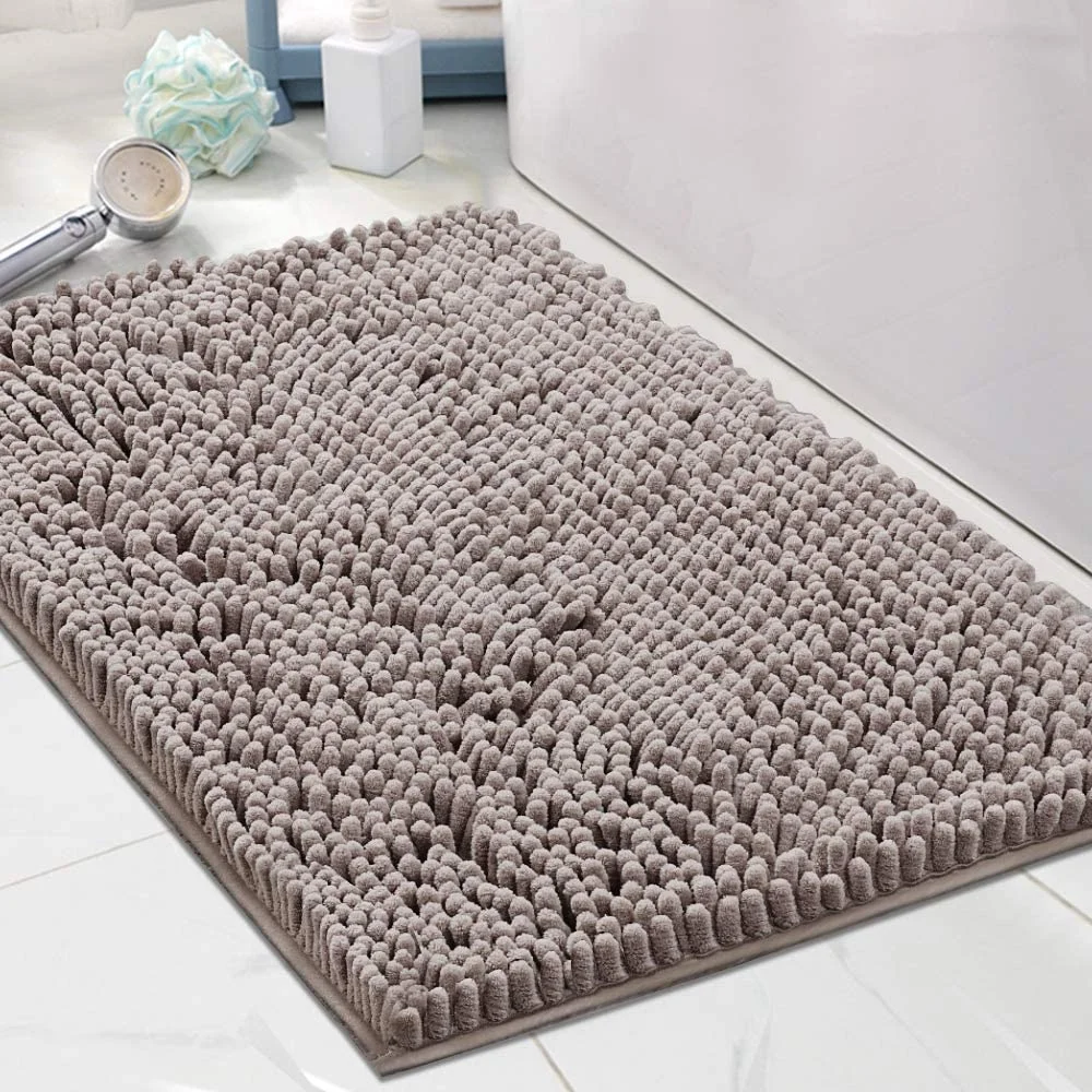 Door Mat and Rugs Chenille Bath Mat Toilet Carpet for Bathroom Rug Kitchen Carpets Bedroom Floor Modern Rectangle Solid Color