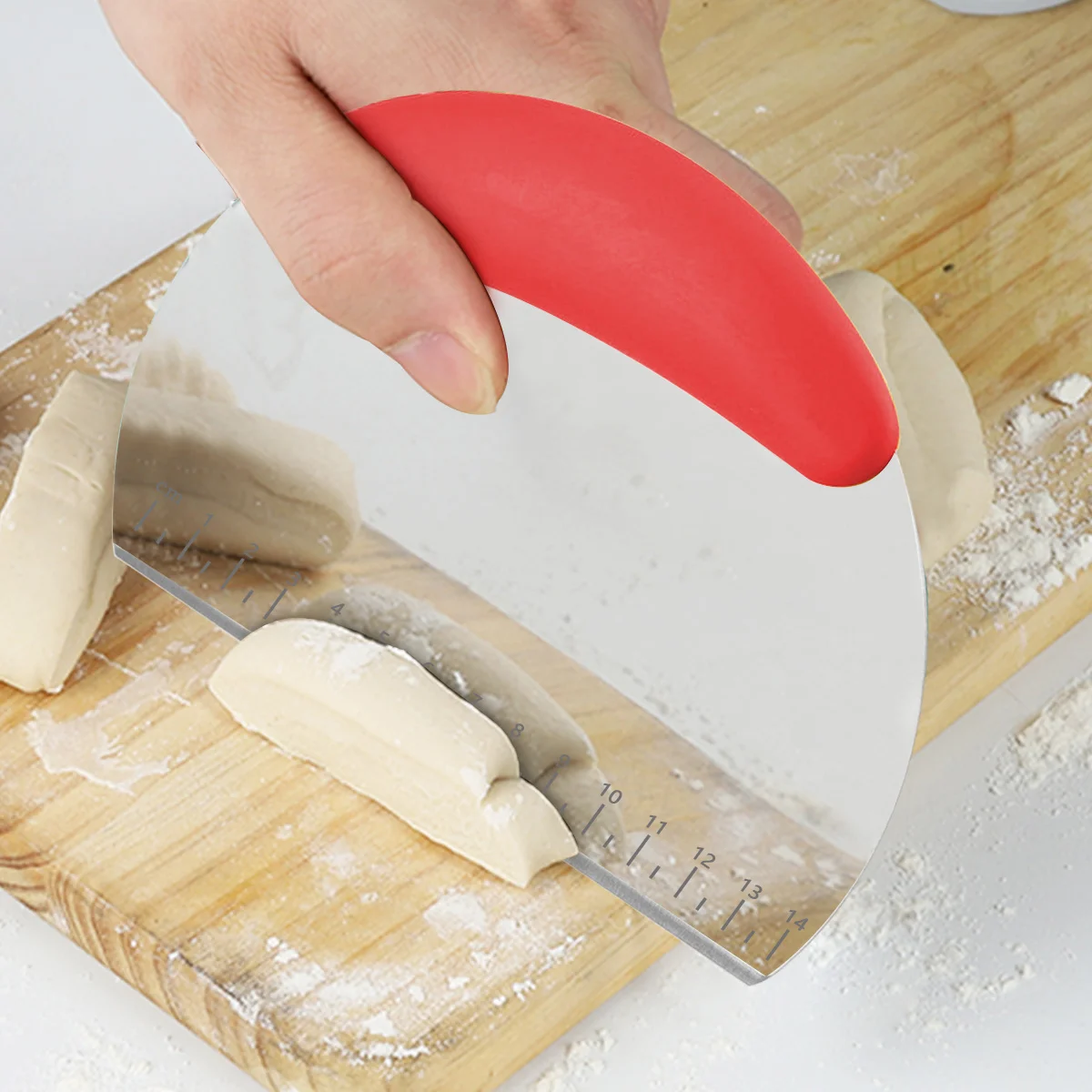 Stainless Steel Flour Scraper With Graduated Baking Tool Dough Knife Stainless Steel Cutter