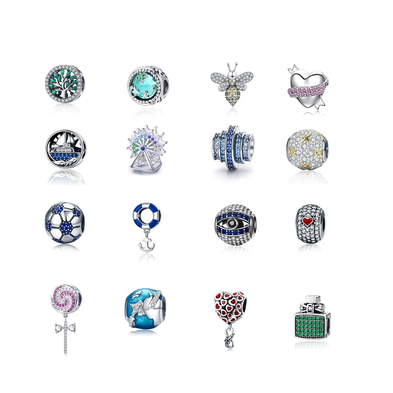 
Custom wholesale 925 sterling silver fashion pink charms bracelet charm beads for jewelry making 