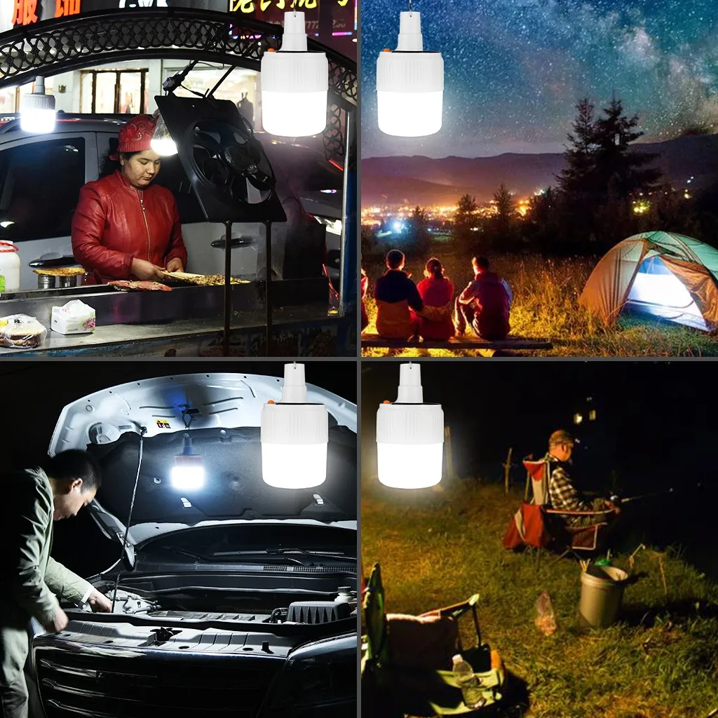 Portable Waterproof 5 Brightness Dimming Camping Tent Rechargeable Lamp Remote Control Led Solar Emergency Light