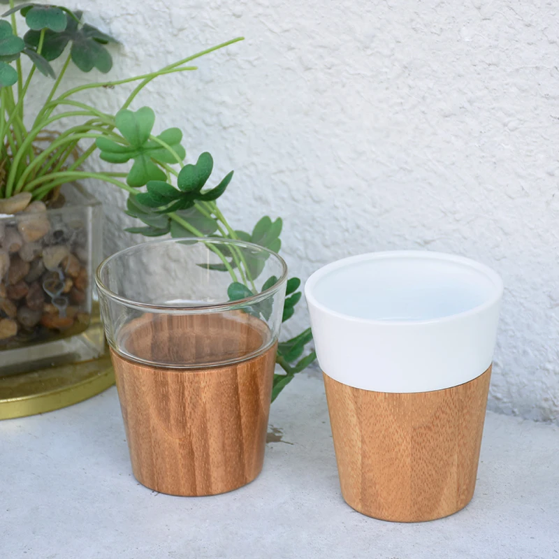 2023 Hot Sale Best Match Custom Logo Reusable Bamboo High Borosilicate Glass White Coffee Mugs Coffee Cup