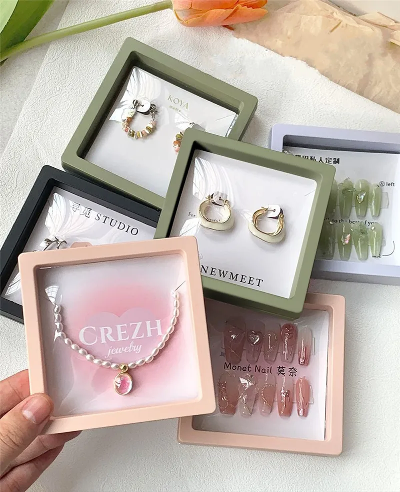 Colorful PE Suspension Box Transparent Jewelry Necklace Ring Bracelet Earrings Display Box Press on Nail  Packaging Box