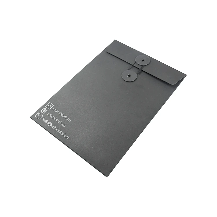 Luxury Black Card Paper String and Button Envelopes Custom Logo Envelope Manufacturers