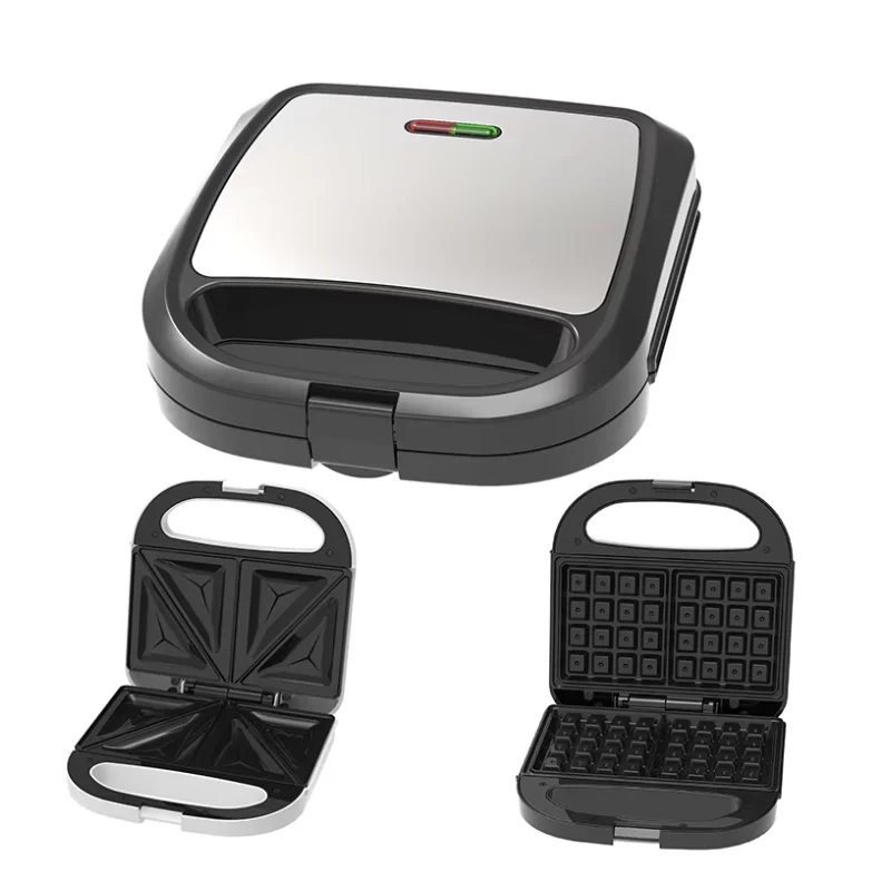 Wholesale Multi-function 2 Slice Electric Breakfast Toaster Waffle Iron Professional Sandwich Maker Grill with Non-stick Plates