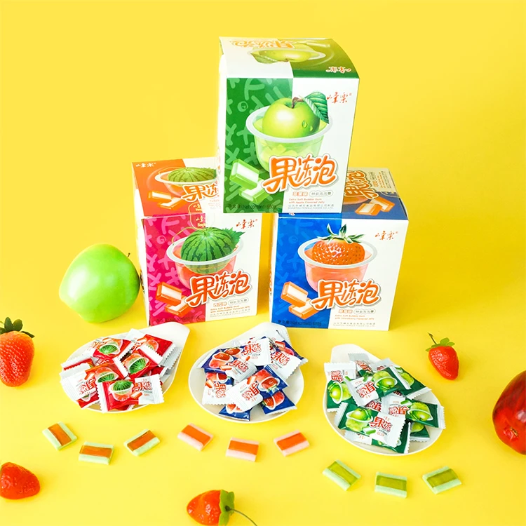 New Products Exotic Jelly Candy Apple Flavor Chewing Gums Fruity Gummy Sweets Bubble Gum Manufacturer