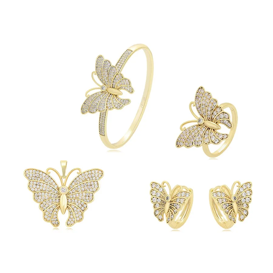 A00916728 xuping jewelry Korean popular exquisite animal series butterfly diamond 14K gold color jewelry set