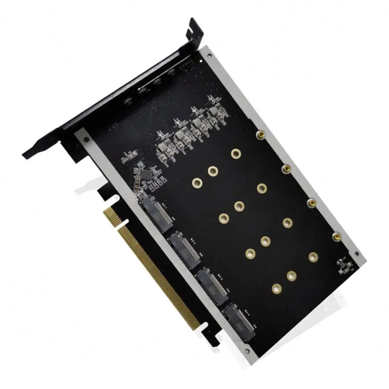 4 * NVMe SSD Adapter NGFF M.2 Key M Slot To PCI Express PCl-E 16X PCIe X16 Expansion Converter Riser Card