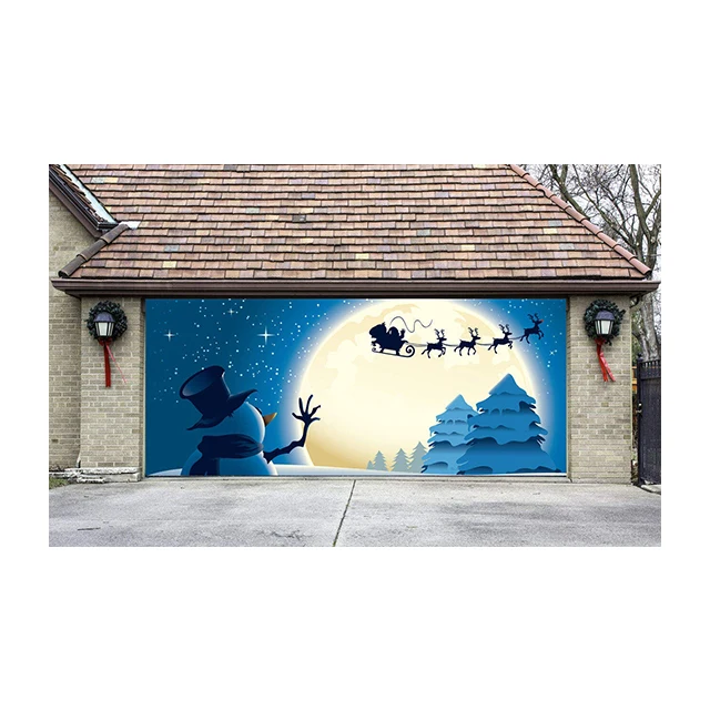 Outdoor Garage Door Merry Christmas Banner Sign Christmas Front Porch Door Decorations Outdoor Decor PVC Banner