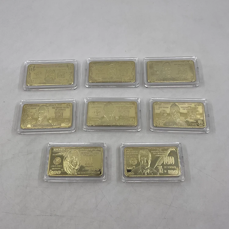 Competitive Price Metal Craft Iron US 1 2 5 10 20 50 100 Fake Gold Plated Coin