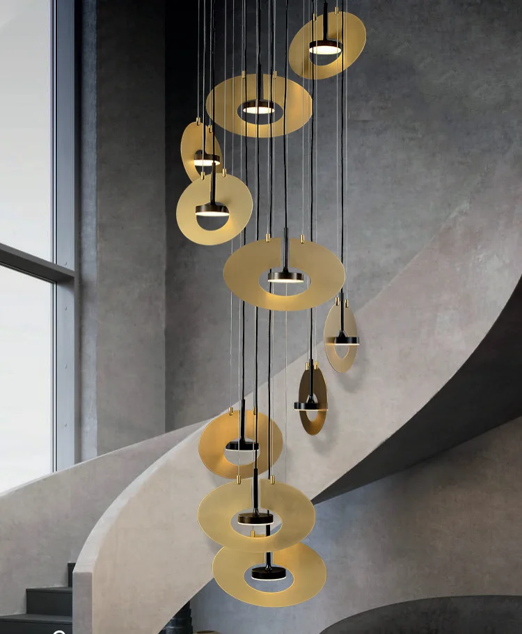 Simple Creative Art Bar Restaurant Staircase Pendant Light Hotel Villa Lobby Long Waterfall Chandelier
