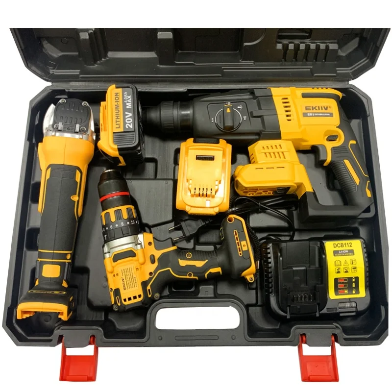 20V lithium battery EKIIV extra large torque brushless cordless lead-free percussion drill handheld operation is simpler