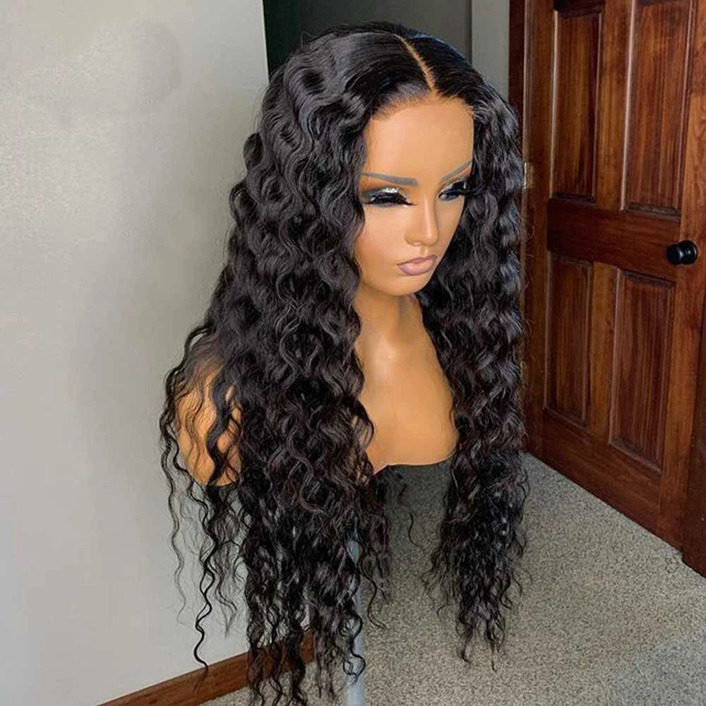 
30 Inch Curly Human Hair Wigs 13x4 Lace Frontal Wigs for Women Brazilian Deep Wave 4x4 Lace Closure Wigs Human Hair 180 Density 