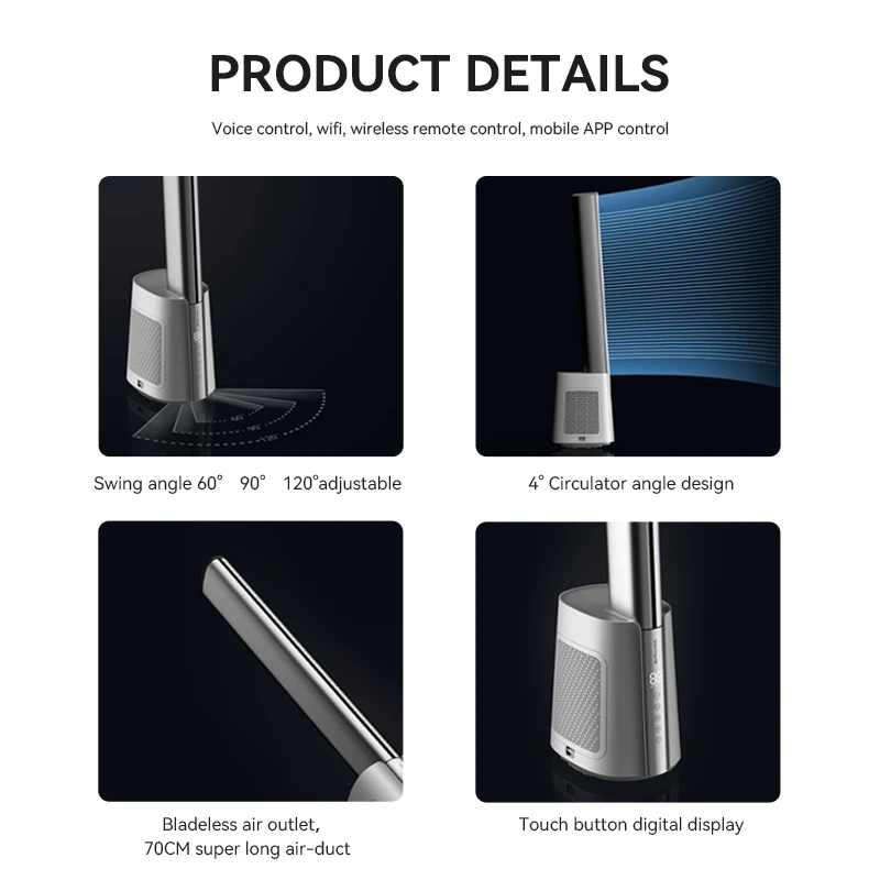 Kawa white air purifier bladeless fan Standing Fan with HEPA Filter