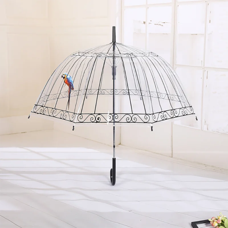 Custom Design Logo Clear Dome Umbrella Cheap Transparent Umbrella With Plastic Hook Handle