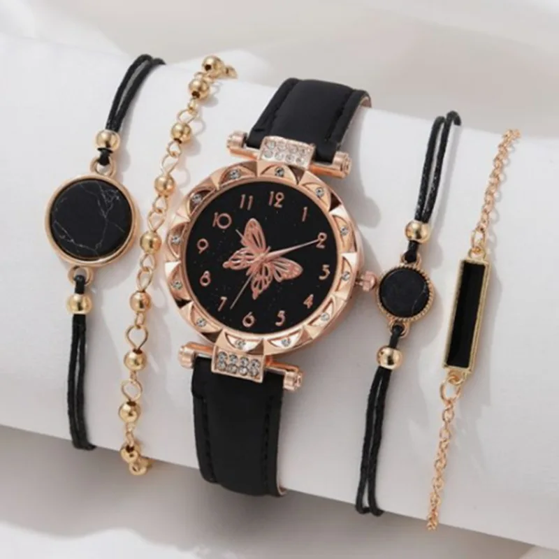 2025 Chinese Factory Cheaper Wholesale Beautiful Ladies Black Leather Woman Watch