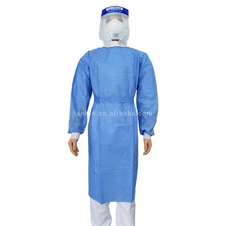 Hot sale disposable surgical non woven pp pe isolation gown for hospital