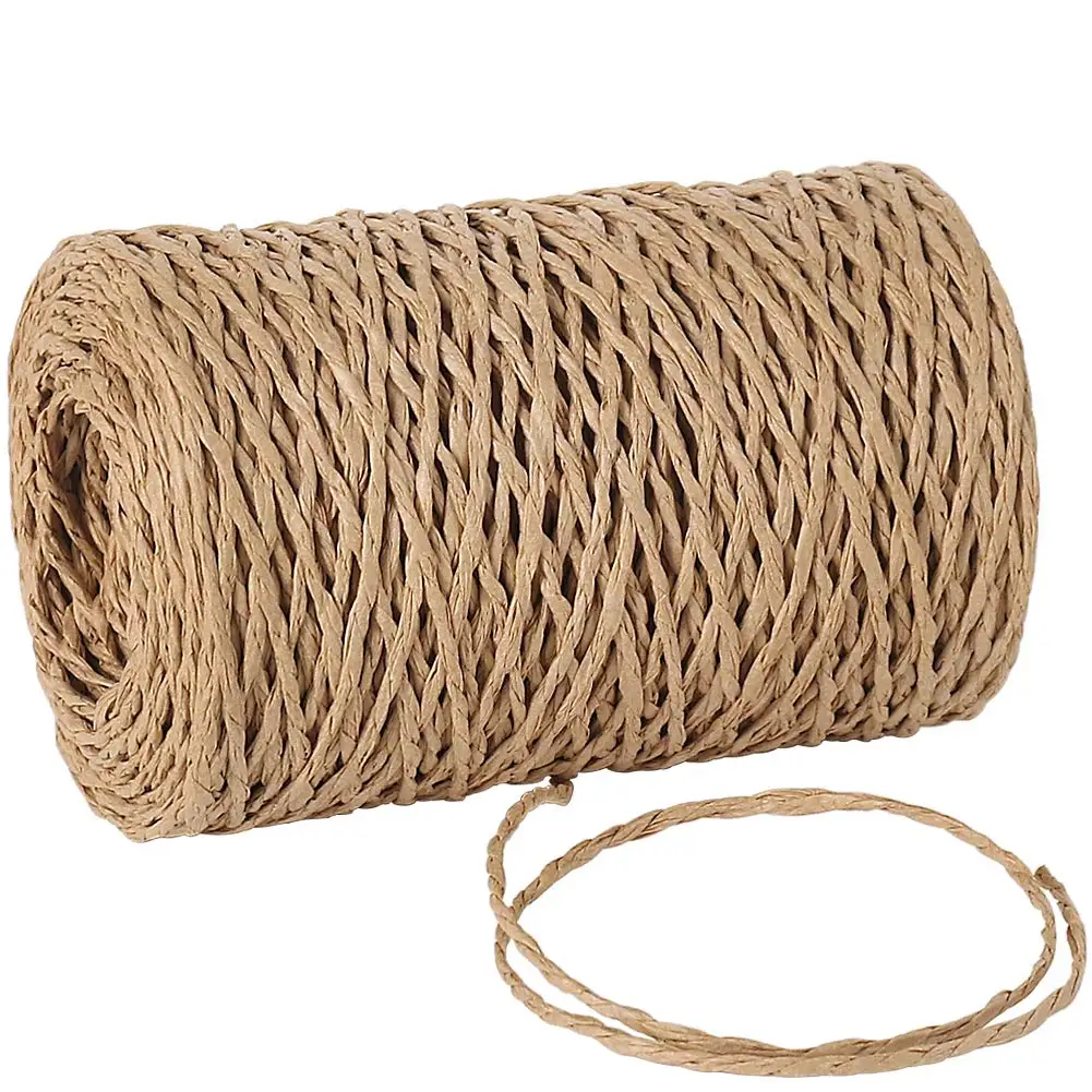Natural raffia rope per rollsChristmas Flowers Gift Ribbon Paper Raffia Yarn String Rope Wire Paper Raffia