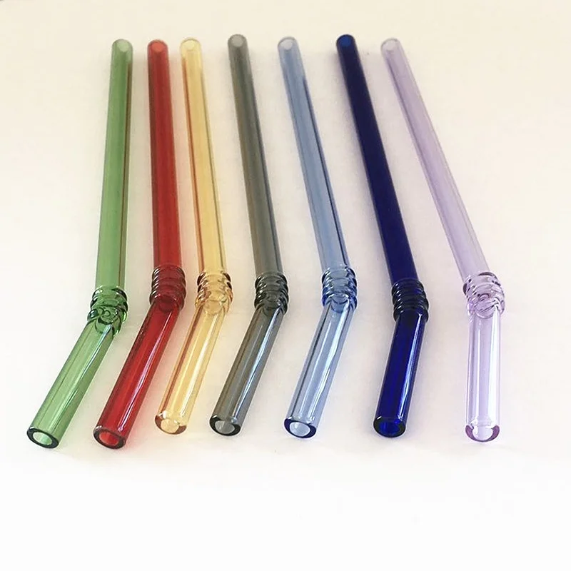 Manufacturers supply colorful glass straws glass spoons creative milk tea juice straws
