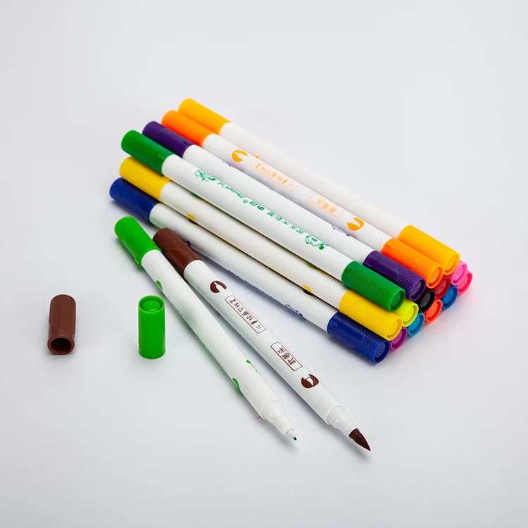 Manufacture Mulit Color 24 Twin Dual Tip Art Markers Brush Water Color Pen