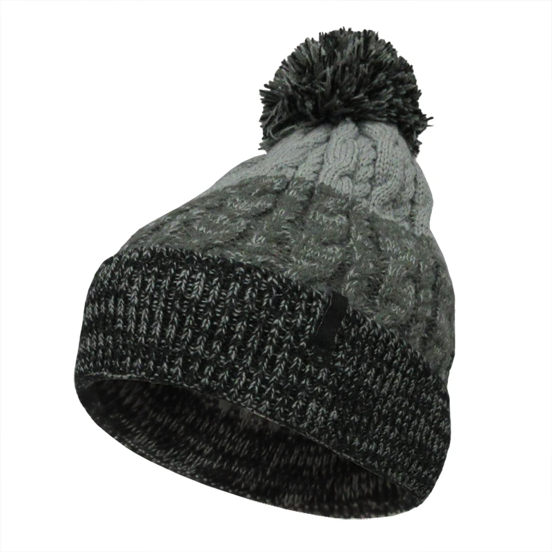 Multicolor Beanie Thick Chunky Cable Acrylic Knitted Bobble Hats