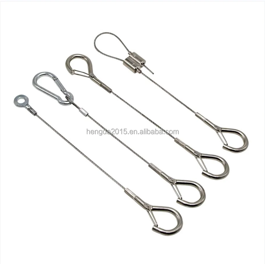 Customized Galvanized Heavy Duty Stainless Steel Wire Rope With Double Hook for Hanging and Lifting