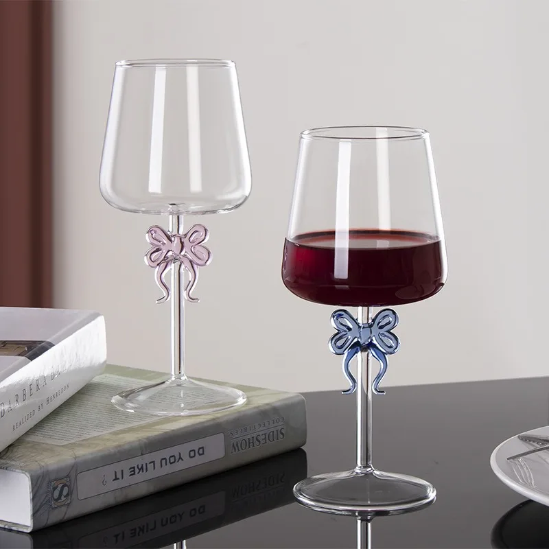 Creative Red Wine Glass Bow Tie Wine Glass for Party Anniversary Wedding