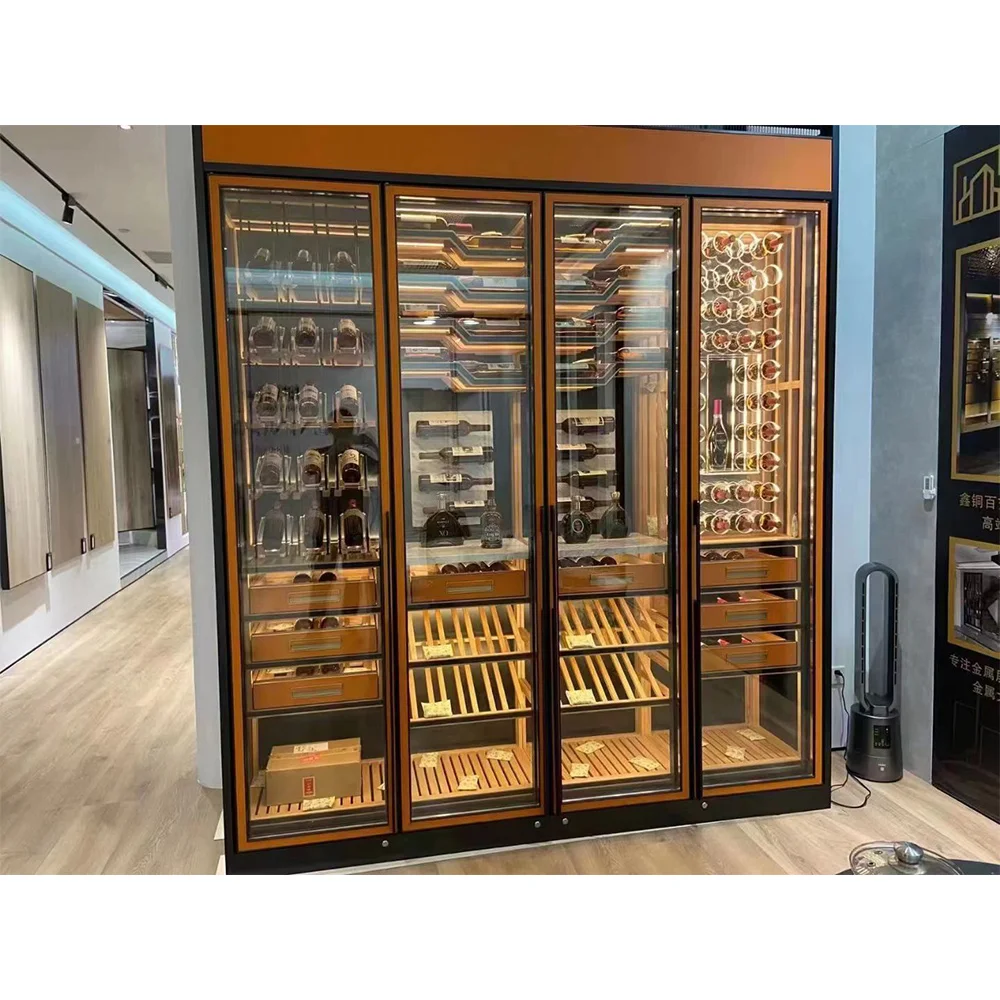 Custom multi-temperature zone constant temperature wine cabinet cooler Acrylic wine cellar wine refrigerator cabinet