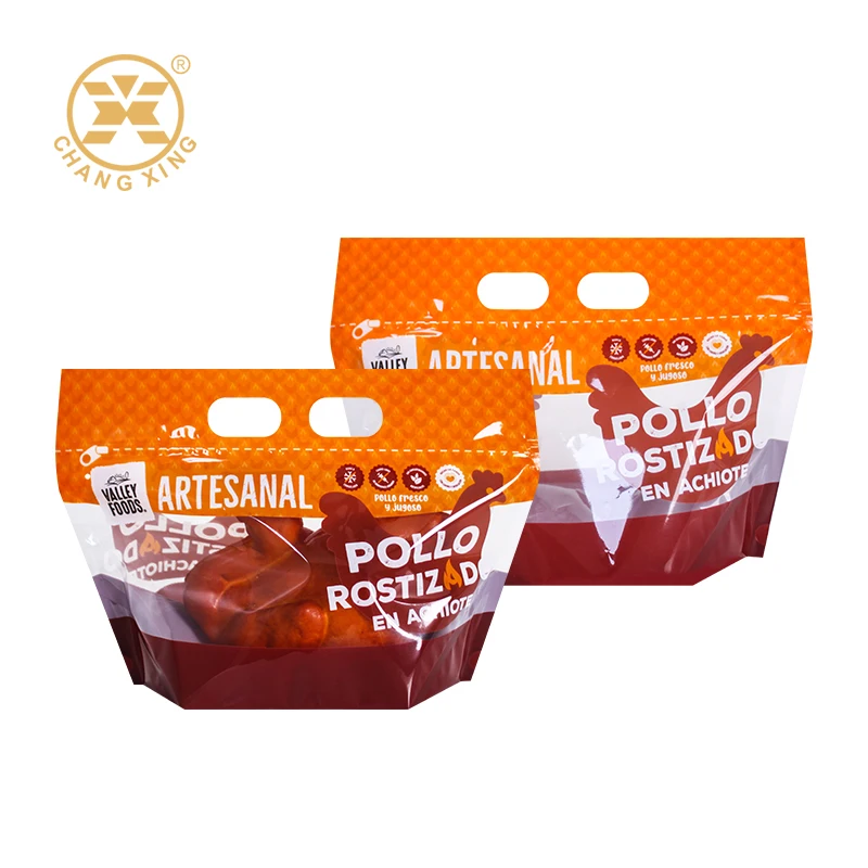 Bolsa Para Pollo Anti-Fog Stand up Pouch Resealable Roasted Chicken Packaging Bags With Handle Rotisserie Chicken Bags