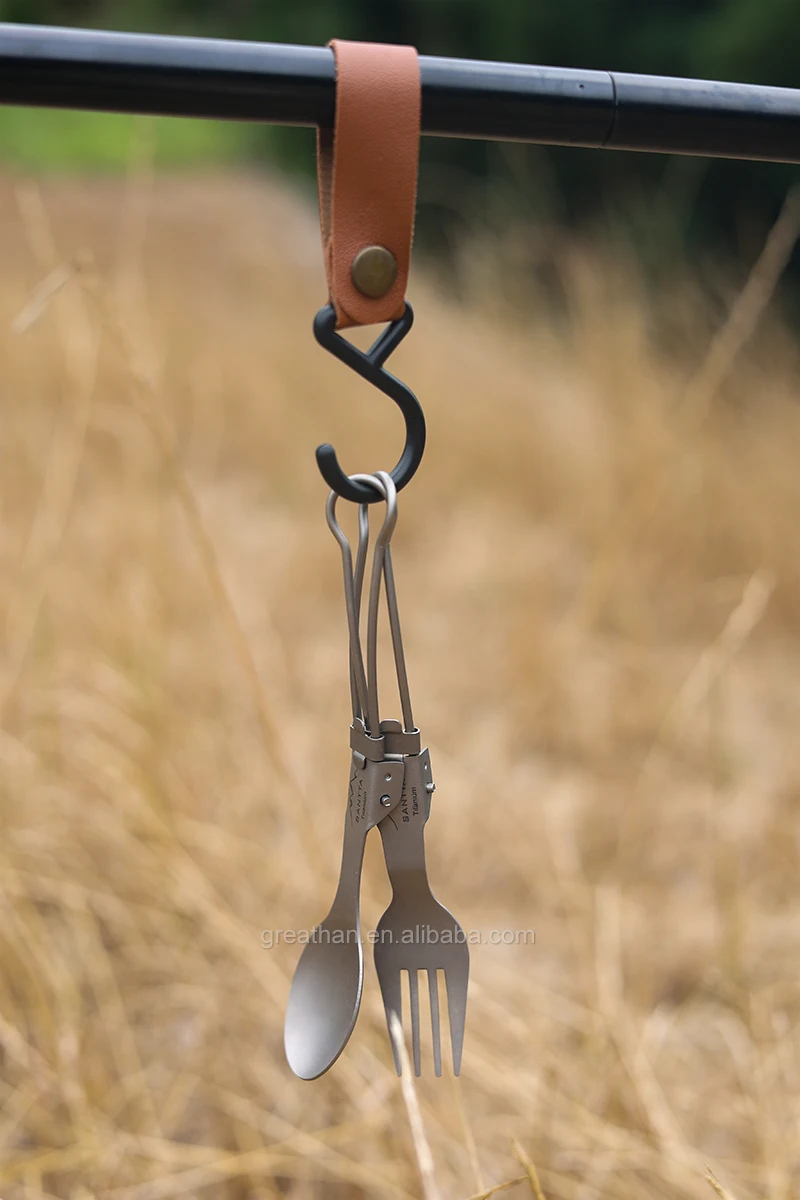 Light Weight Solid Titanium Folding Spoon for Camping, Backpacking and Hiking