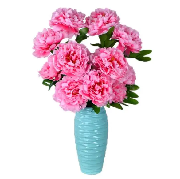 
High quality wedding decorative flowers 8 heads silk peony flower qbouquet wedding flowers 