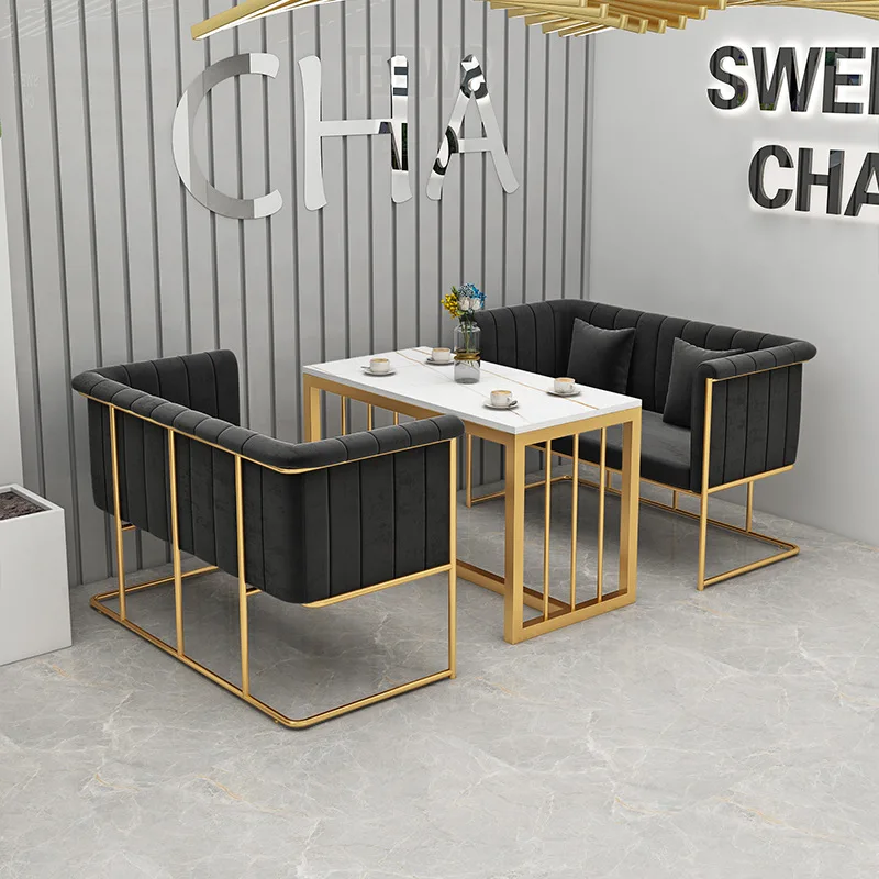 Coffee Shop Double Deck Sofa Leisure Nordic Light Luxury Sales Department Hotel Negotiation Reception Restaurant Table And Chair