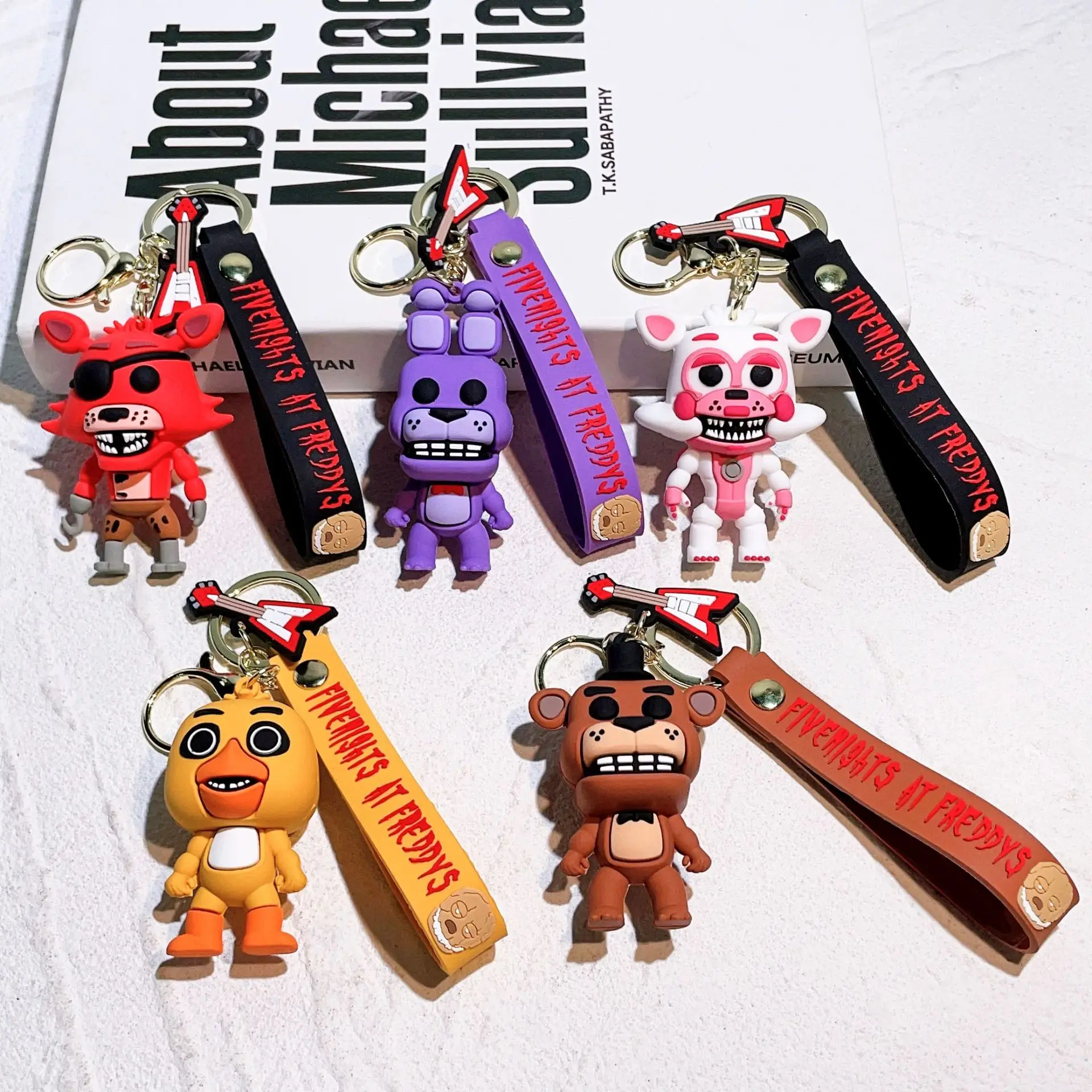 Wholesale Promotional Halloween Funny Horror Keychain Movie Five Nights Souvenir Cartoon Gifts Keyring PVC Plastic Llavero