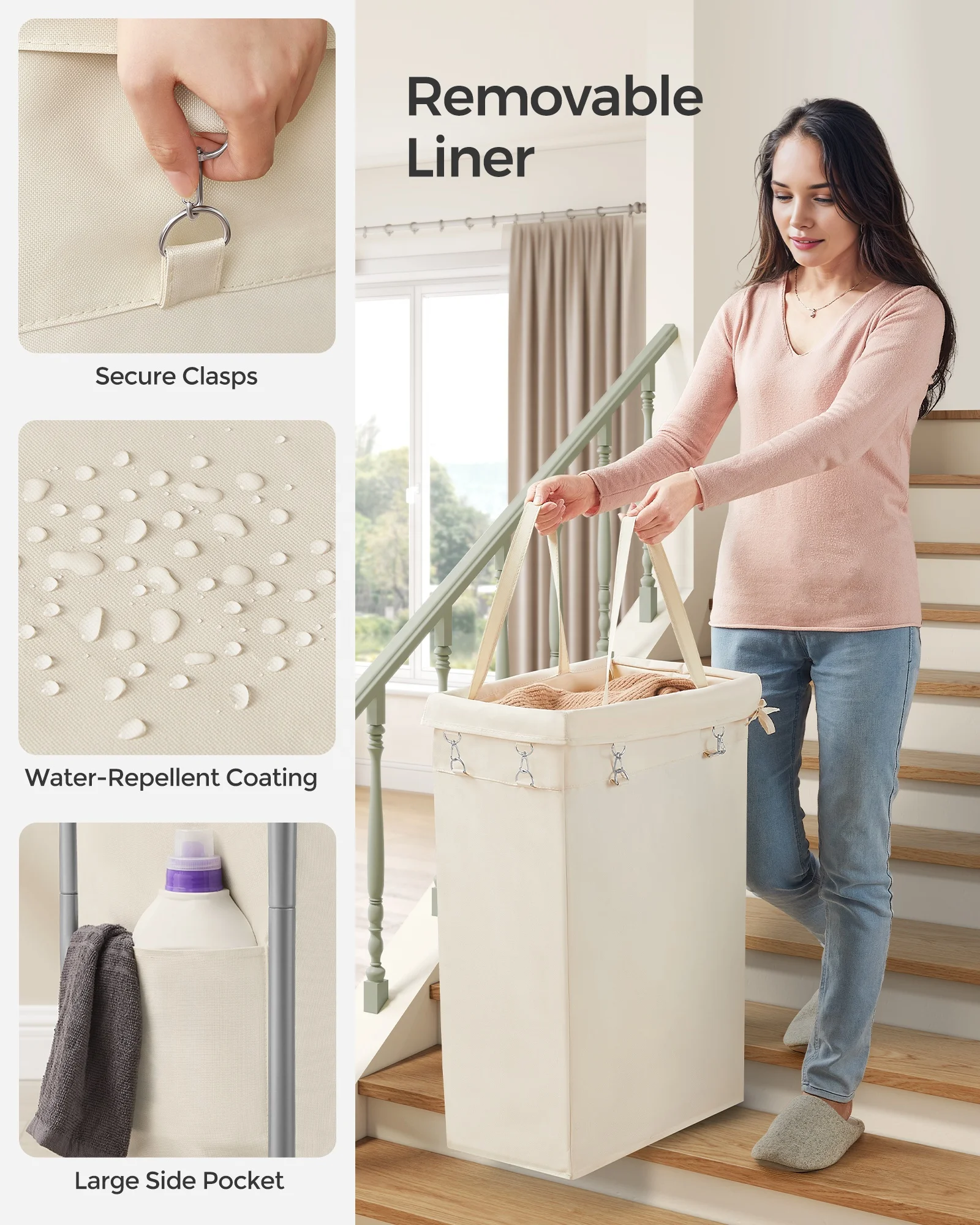 SONGMICS Laundry Hamper Basket Sorter Cart with Removable Laundry Bags rolling Laundry Basket