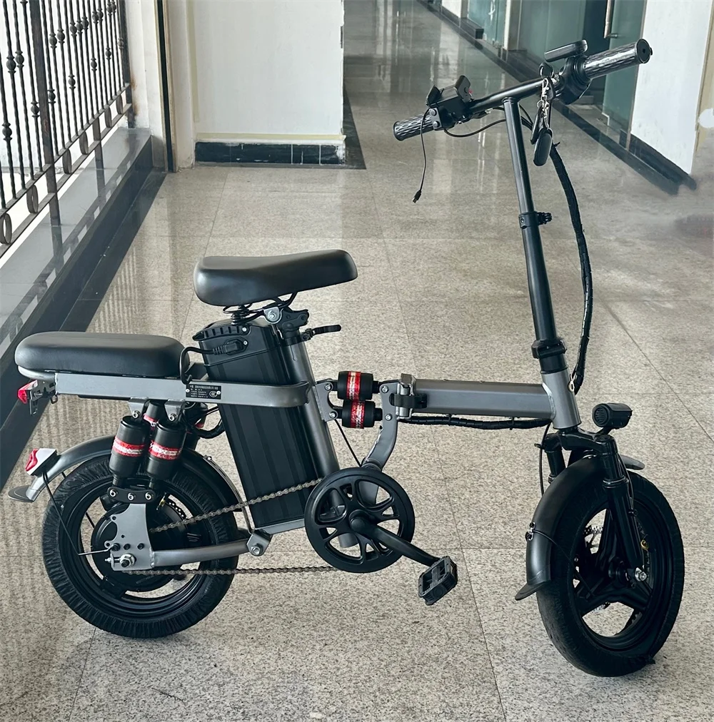Ready To Ship  Dual Disc Brake 400W 20Ah Foldable 14 Inch City Bicycle Electric Bicycle with Two Seats