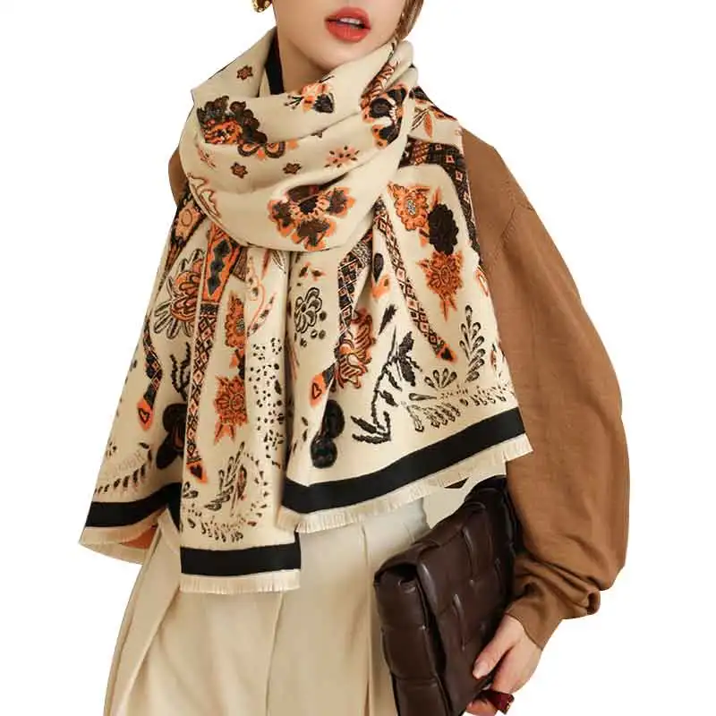 Customized Ladies Cashmere Blanket Shawl Winter Thickening Warm Scarf Spring and Autumn Air Conditioning Shawl