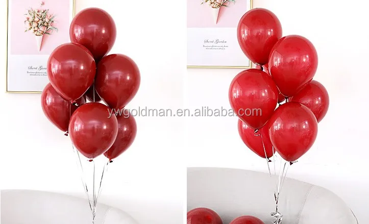 Матовый круглый латексный воздушный шар с красным гранатом на День святого Валентина, украшение для вечеринки, двойной воздушный шар рубинового красного цвета