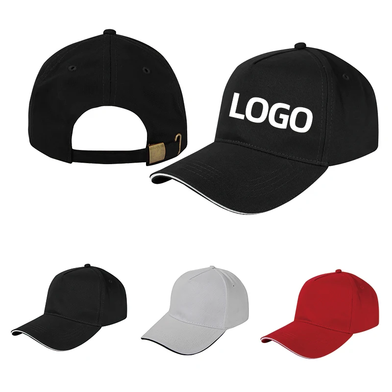 In Stock Four Colors 5 Panel Brushed Sandwich Promotional Oem Outdoor Adjustable Hats Custom Sports Caps Blank Baseball Cap Hat