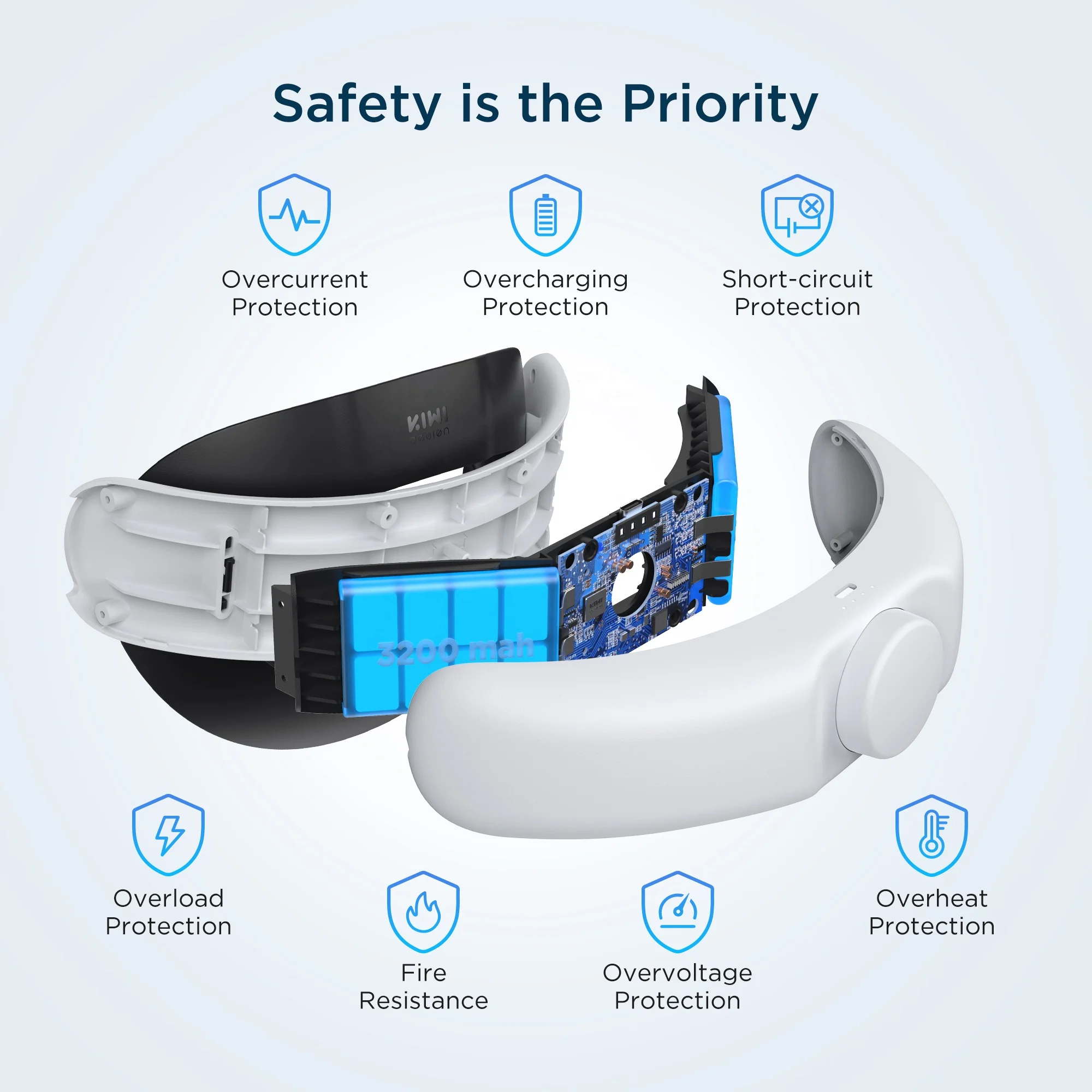 KIWI design Rechargeable Quest 2 Elite Strap with Battery,Head Strap with Battery for Meta/Oculus Quest 2