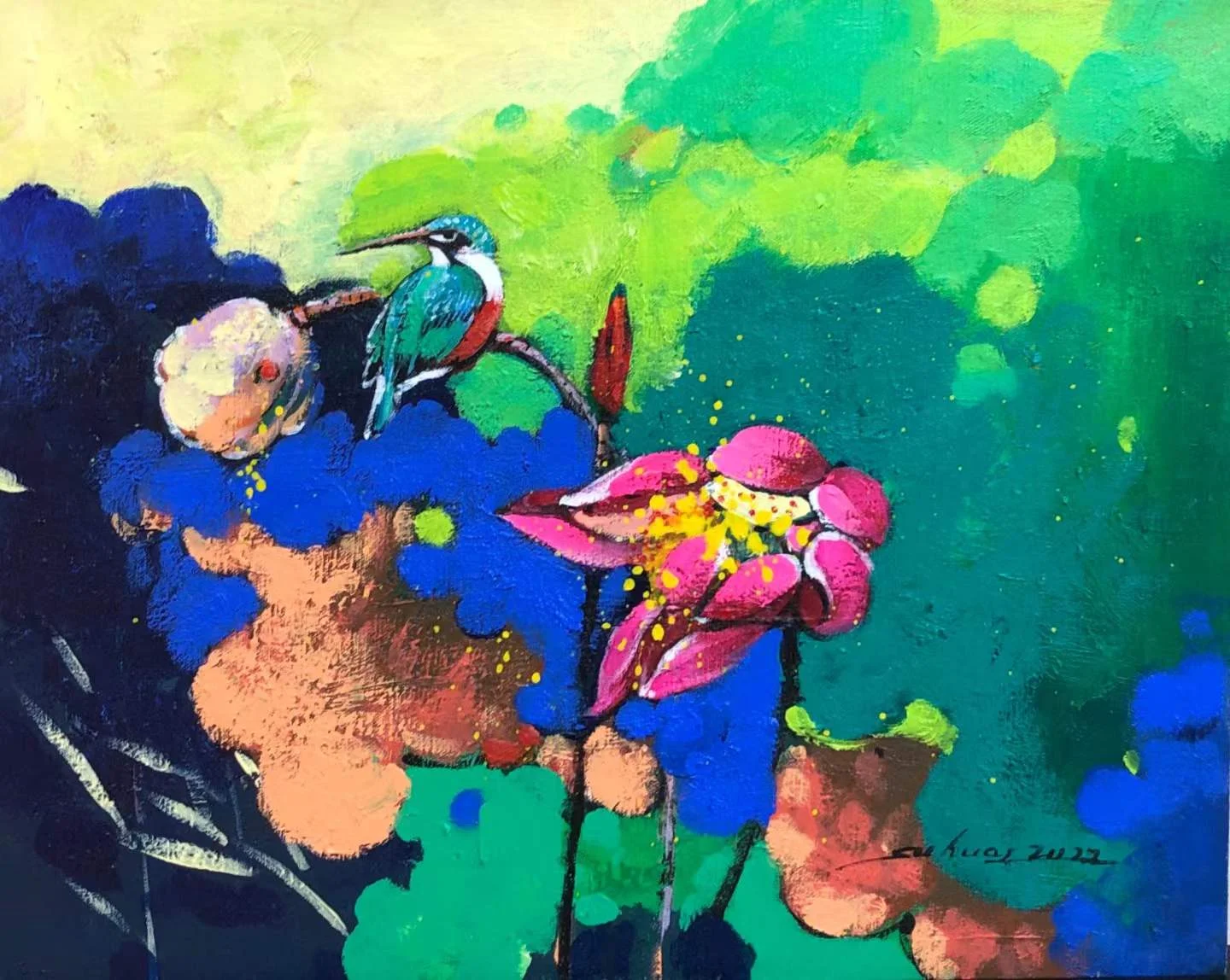 Manufacturer customized new Chinese living room sofa background decorative office mural atmospheric painting