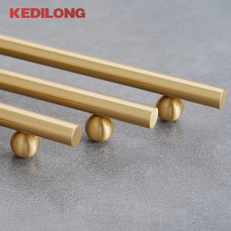 Solid Brass French Surface Cabinet Drawer Handle Modern European Ball Base Long Handle