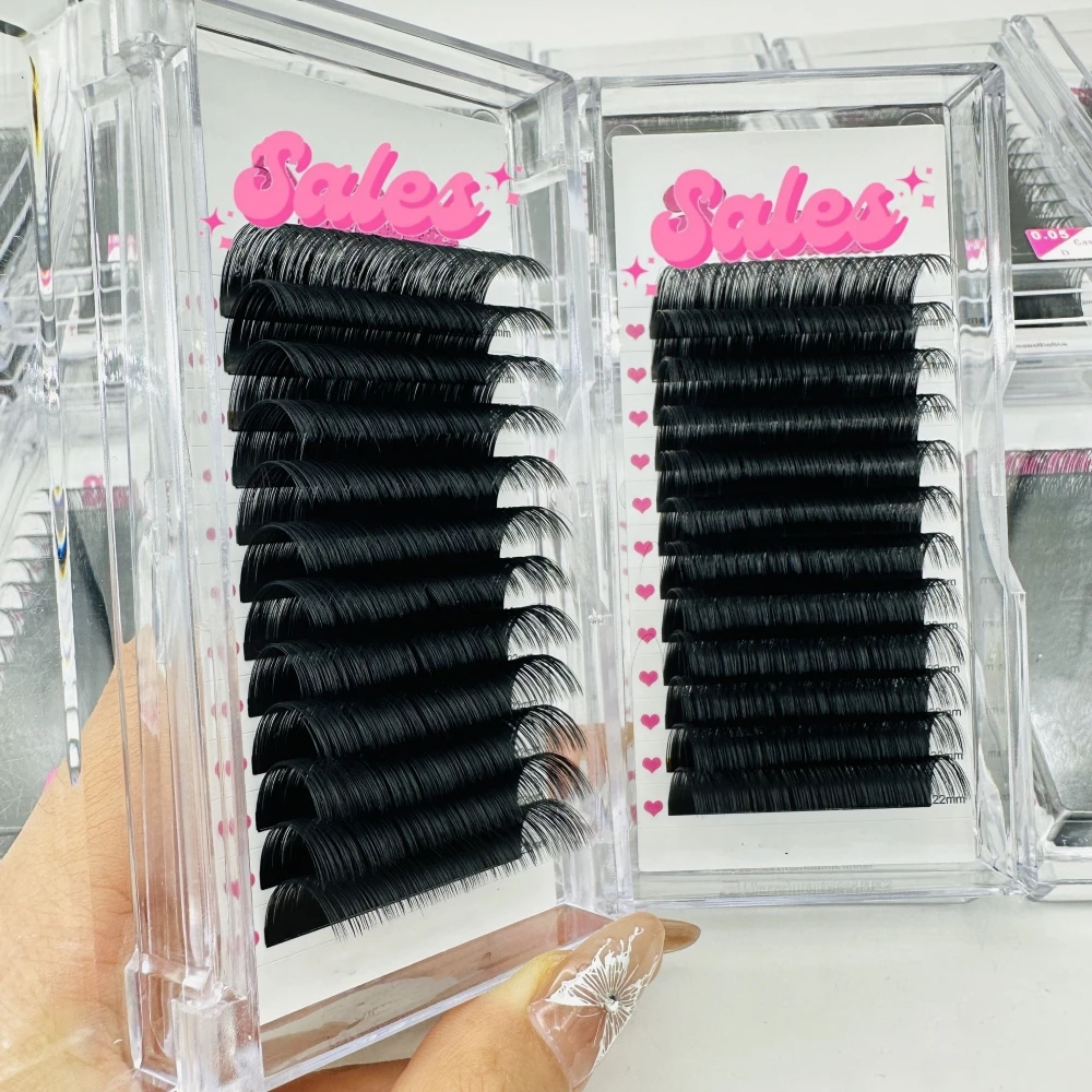 Private Label Eyelash Extension 8-25mm Lash Tray Wholesale Dark Matte Cashmere 0.03 05 07 Mega Volume Lash Extension Supplies
