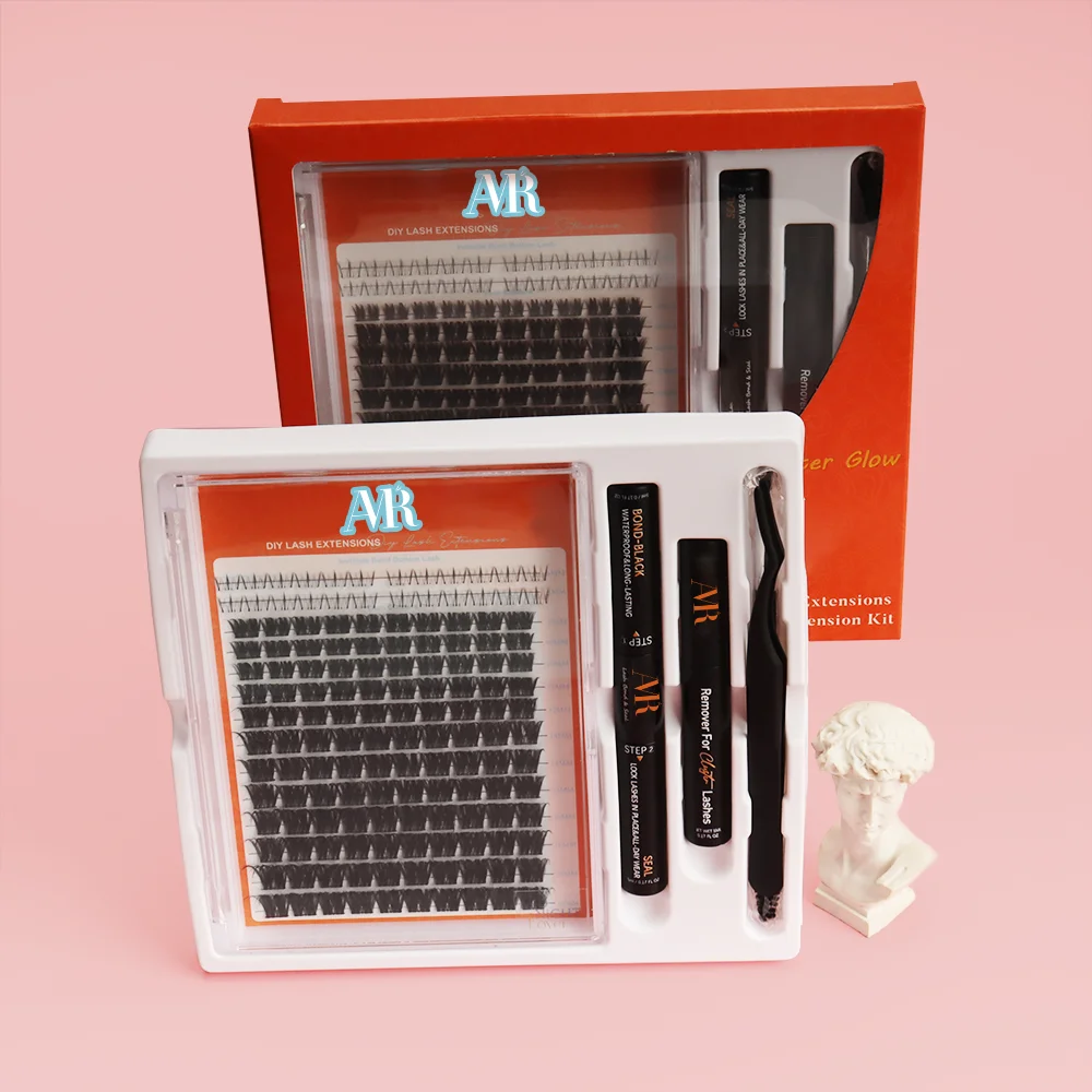 New Package Custom Glueless Bottom Lashes Fluffy Segment Lash Extensions Ultra Thin Band D Curl Lash Clusters