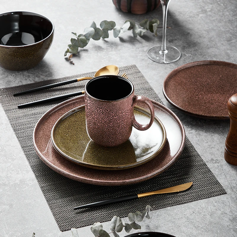 PITO Wholesale chinese luxury crockery porcelain 4pcs dinnerware sets dinner plate ceramic for restaurant