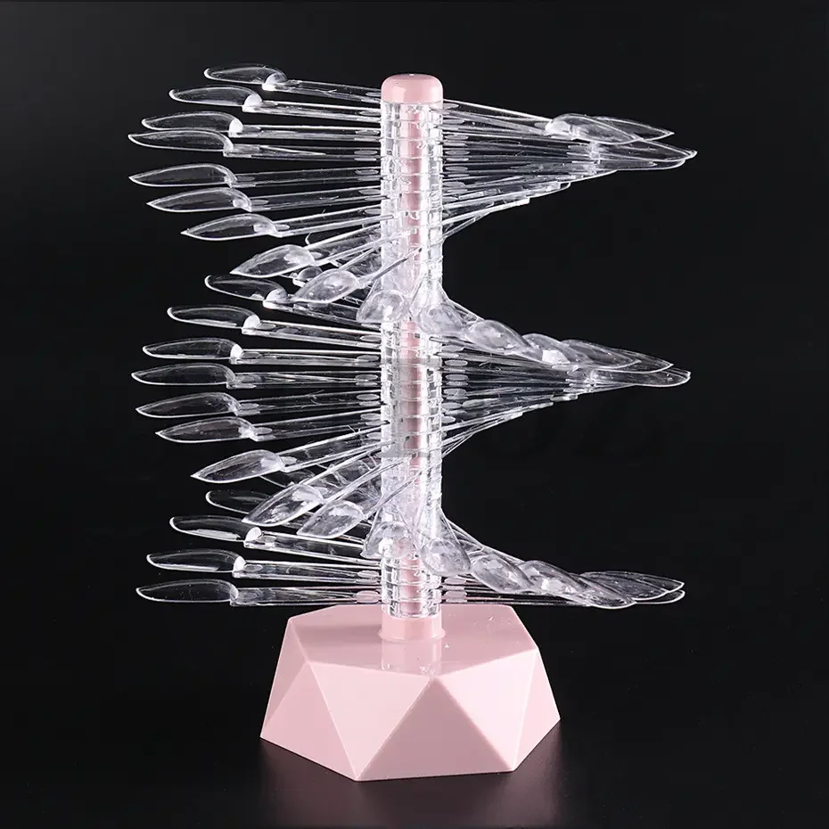 60pcs Clear Natural Nail Tips Swatches Spiral Color Card Manicure Diy False Nail Polish Display Stand Practice Chart Palette