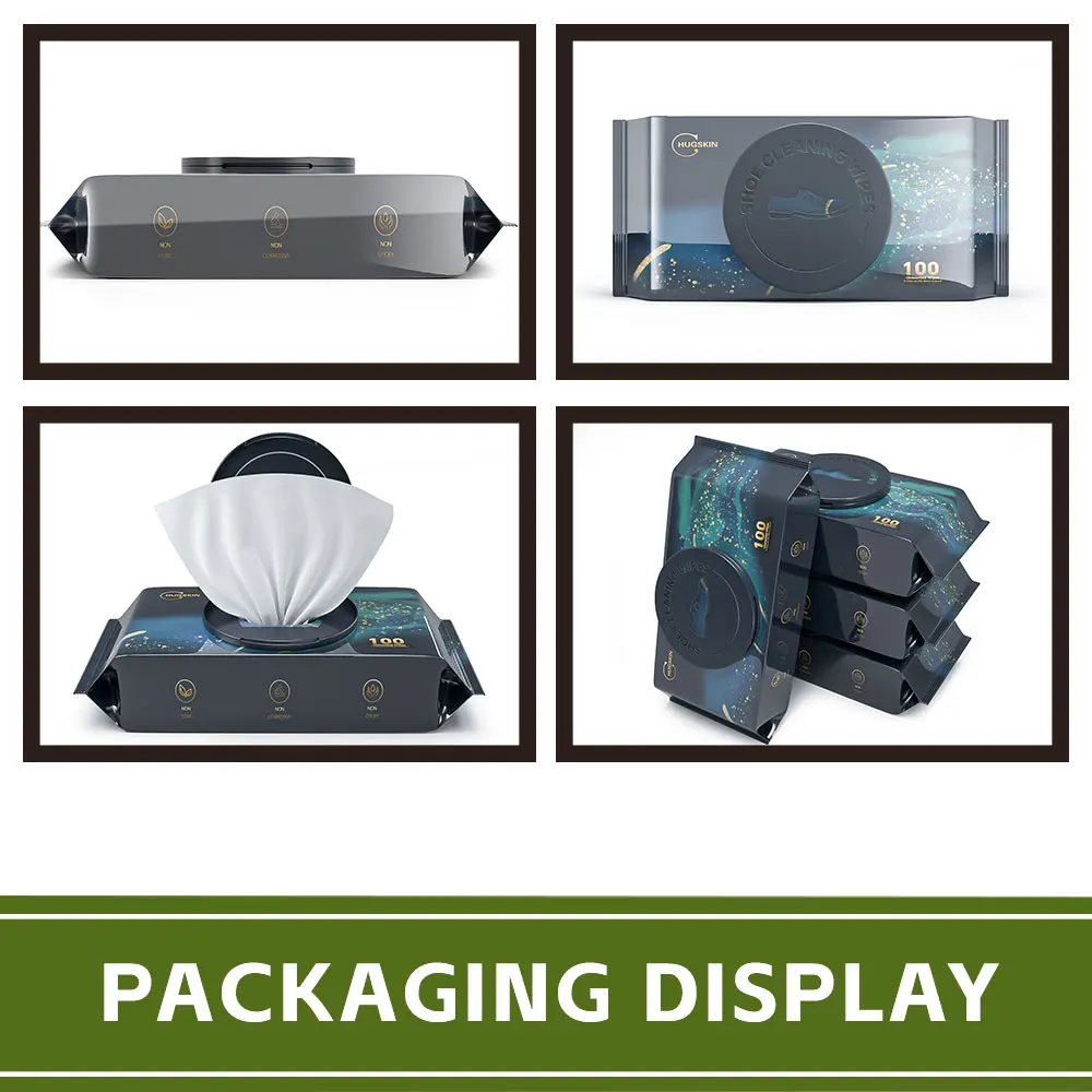 Strong Stain Removal OEM Disposable 50 Counts Sneaker Wipes Dotted Shoe Wipes Common Size Viscose