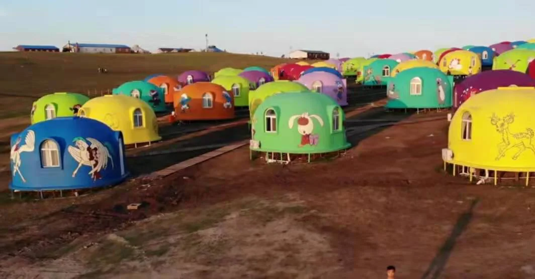 Outodoor galvanized steel frame transparent tarpaulin luxury garden geodetic dome house